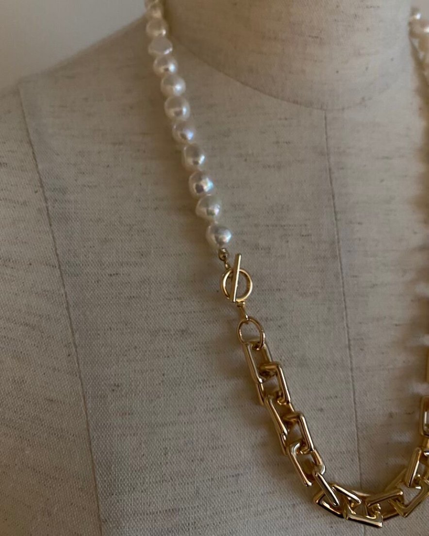 Pearl Mix Multi Necklace and Bracelet (GD/SV) - LOHME ONLINE STORE