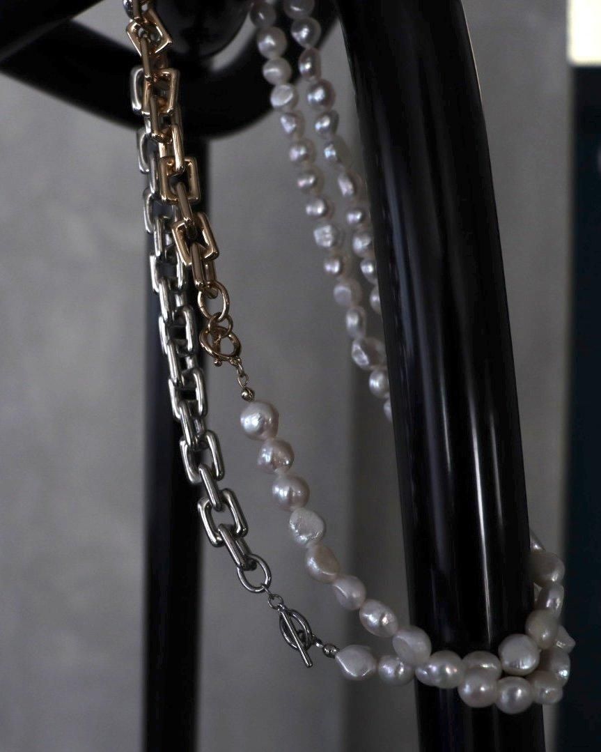 Pearl Mix Multi Necklace<br> and Bracelet (GD/SV)