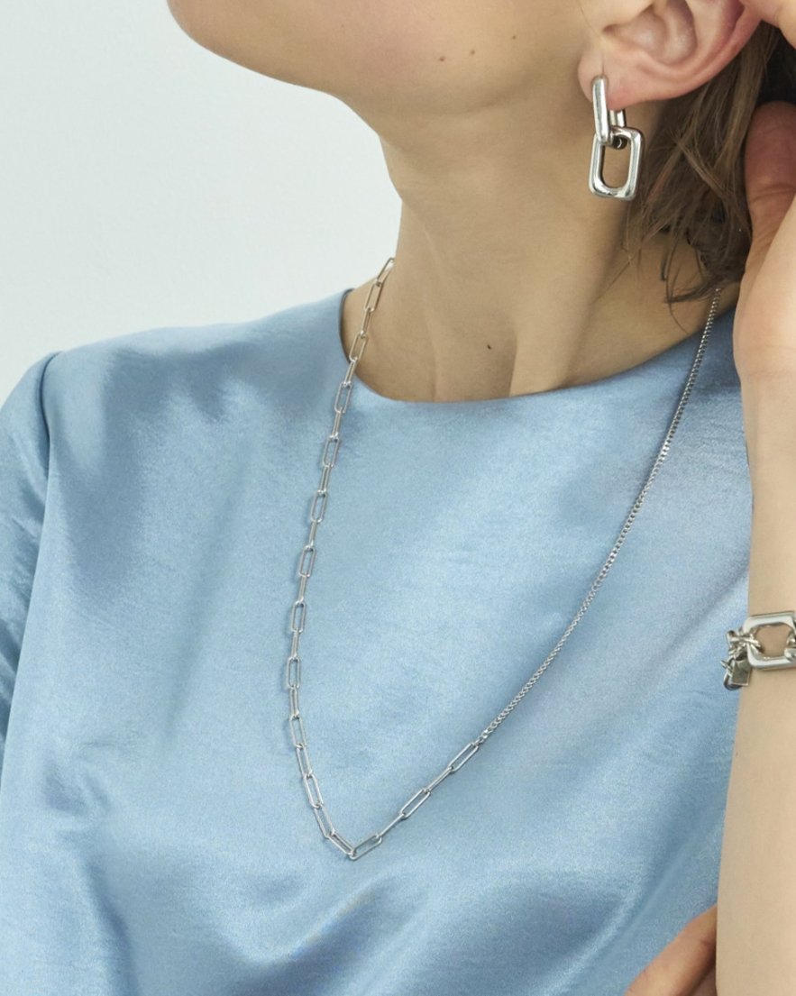 Square Double Chain Necklace(GD/SV)