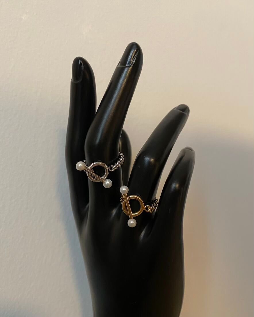 Mantel Pearl Chain Ring<br>SV925(GD/SV)