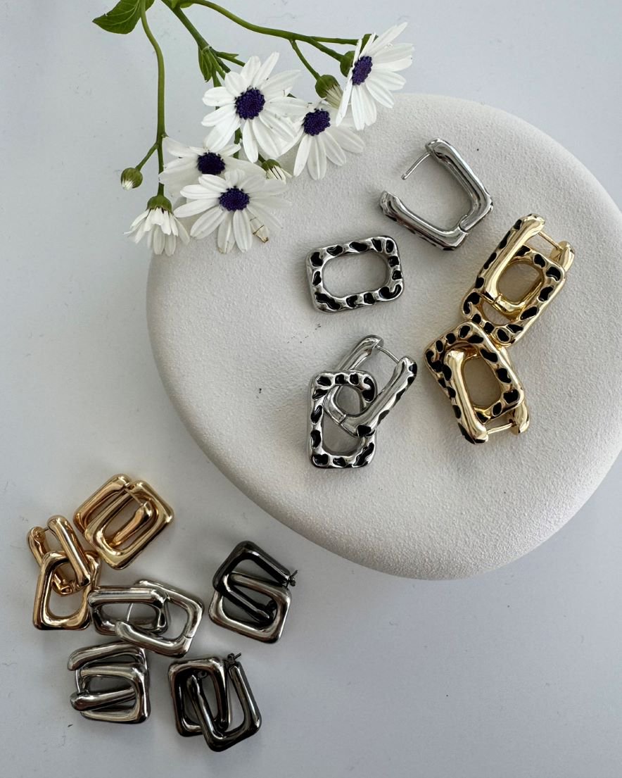 Square Chain Pierce(GD/SV) - LOHME ONLINE STORE