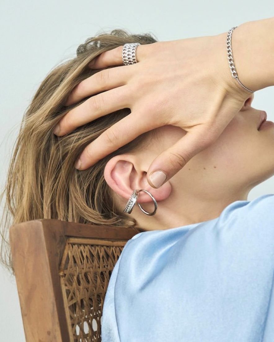 Pearl Chain Ear Cuff<br>(GD/SV)