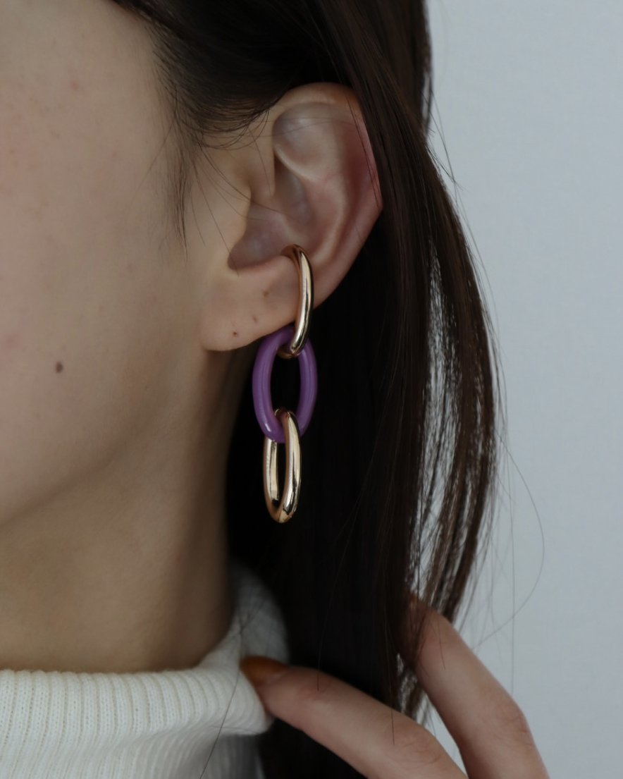 <font color="red">60%OFF</font>  Color Mixed Triple Chain Ear Cuff<br>(GD/SVBeige/Purple)