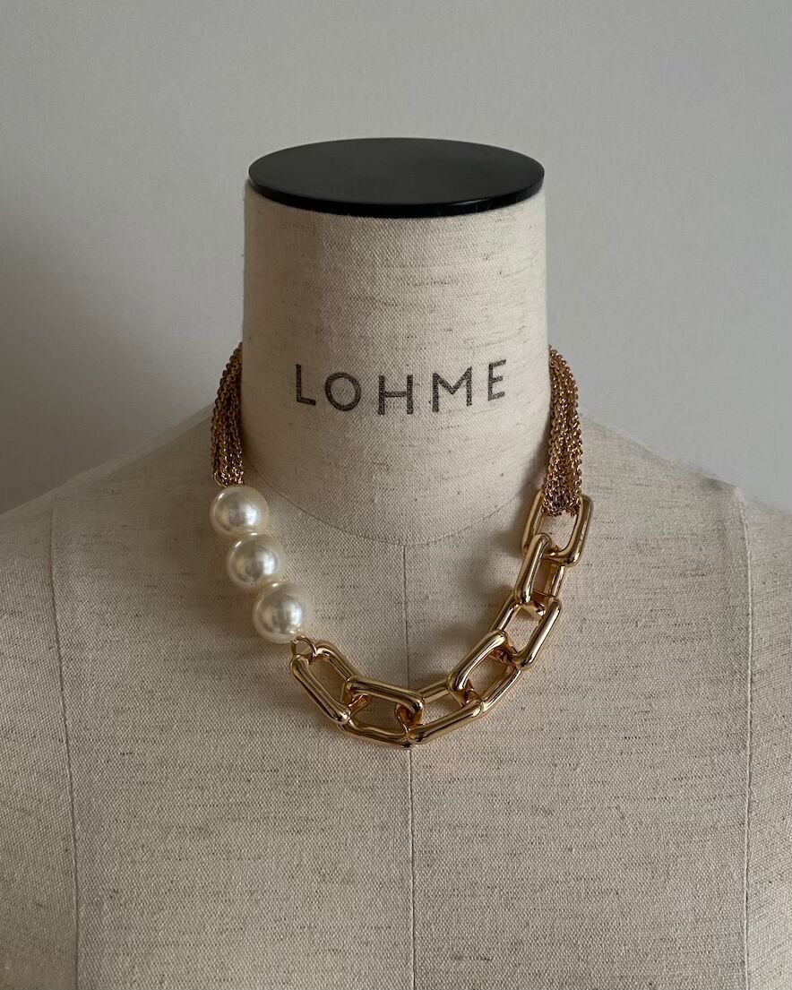 Pearl Mix Chain Necklace (GD/SV) - LOHME ONLINE STORE