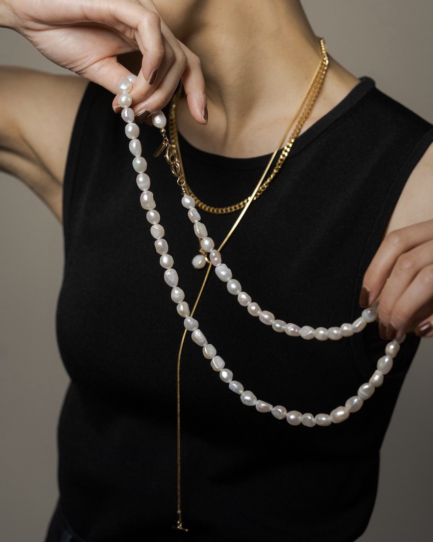 LOHME☆ Pearl Mix Chain Necklace-