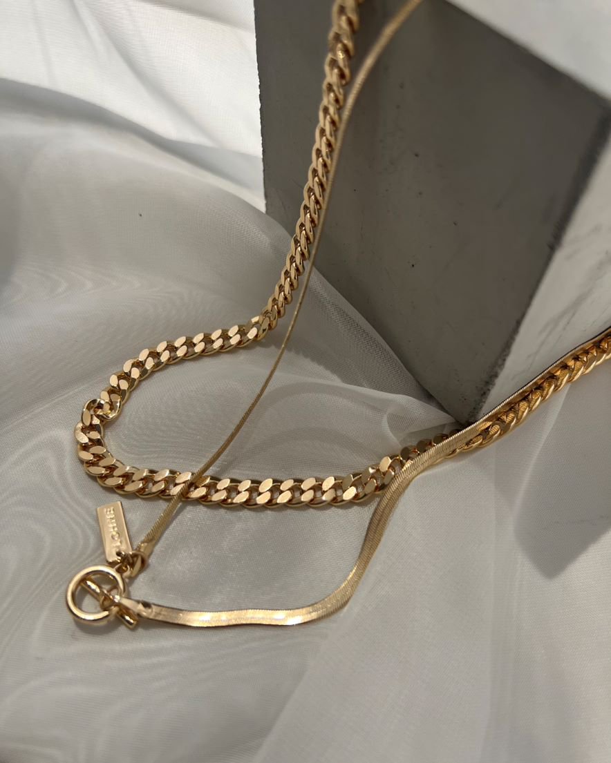 Two Types of Chain Necklace Set<br> (GD/SV)