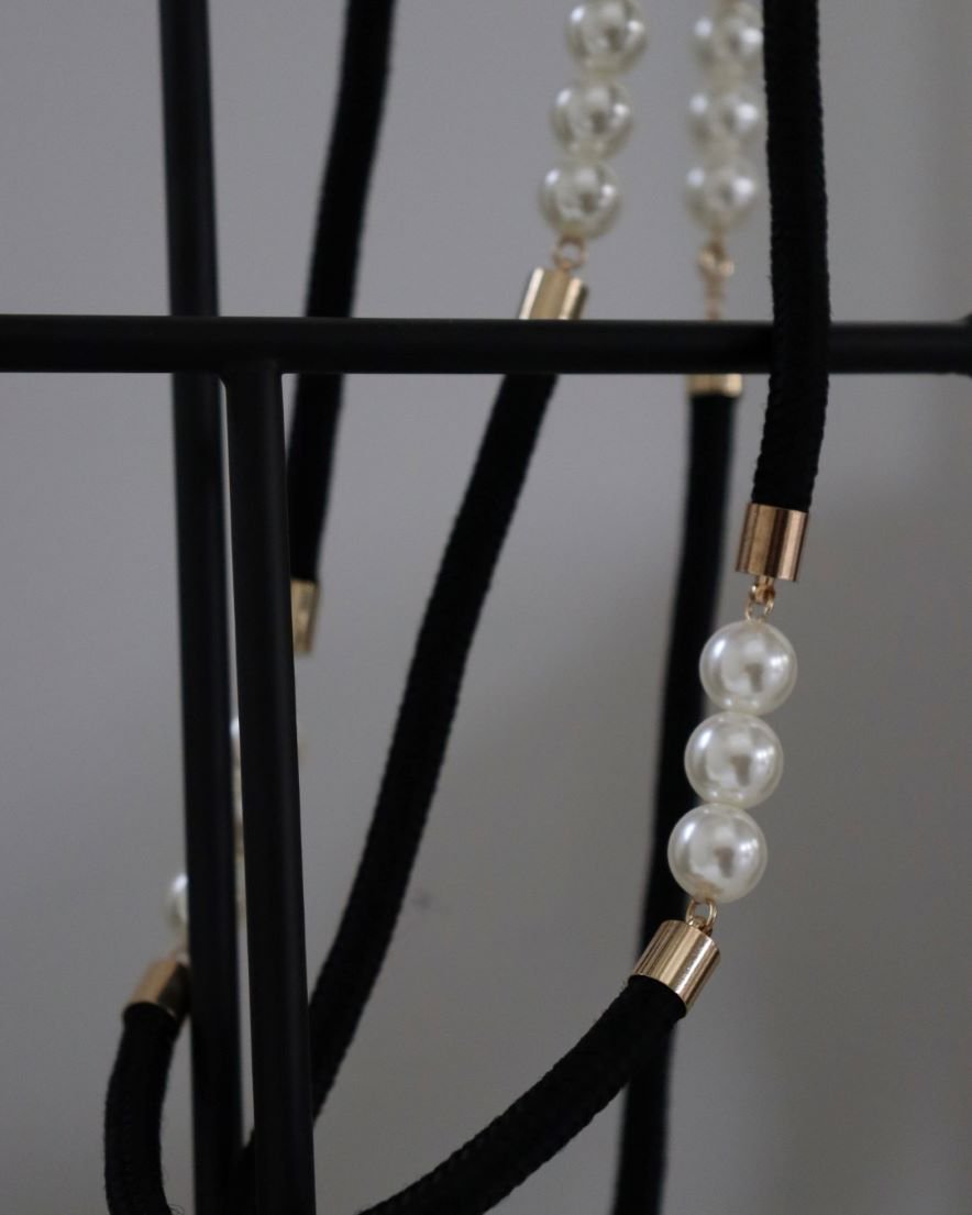 Long String and Pearl Necklace<br>(BK)
