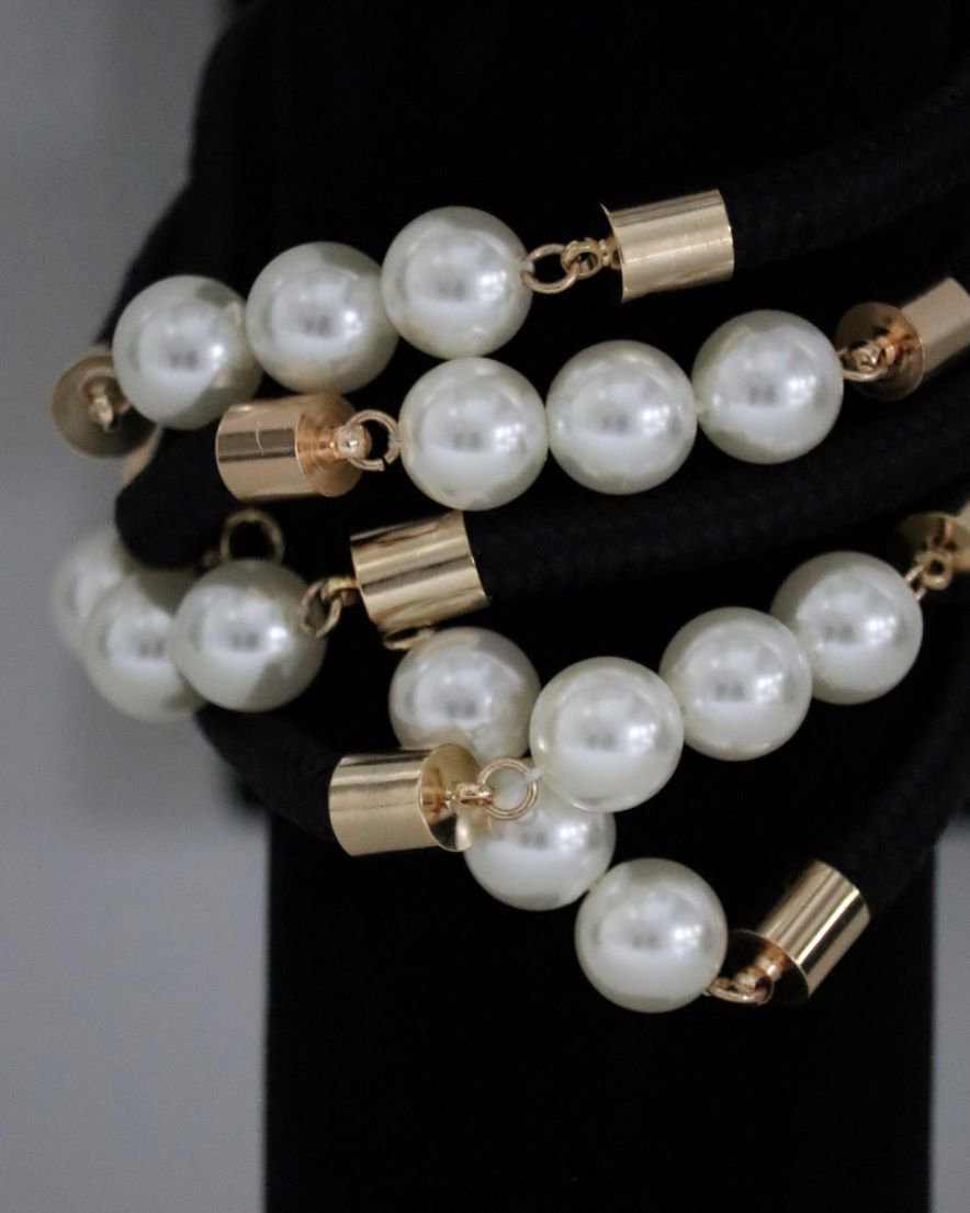 Long String and Pearl Necklace<br>(BK)
