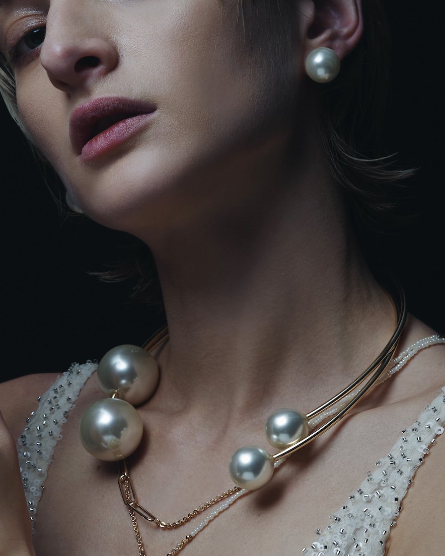 <font color="red">30%OFF</font>Big Pearl Double Choker<br>(GD/SV)

