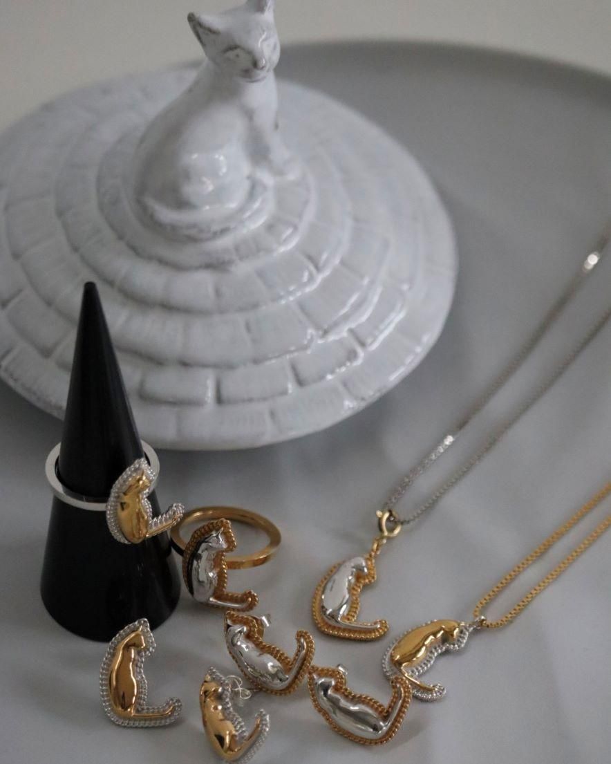 Cat Double Chain Necklace<br>(GD/SV)
