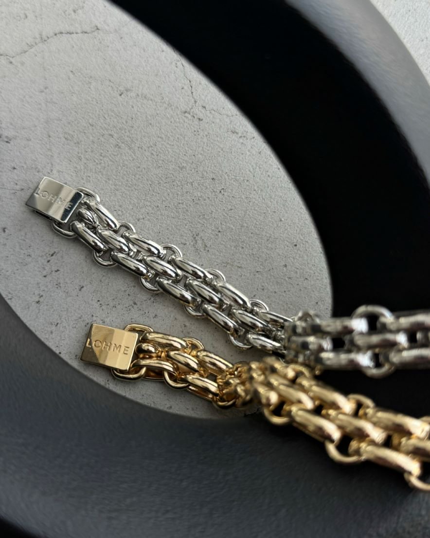 Line Belt Chain Choker Bracelet<br>(GD/SV)
