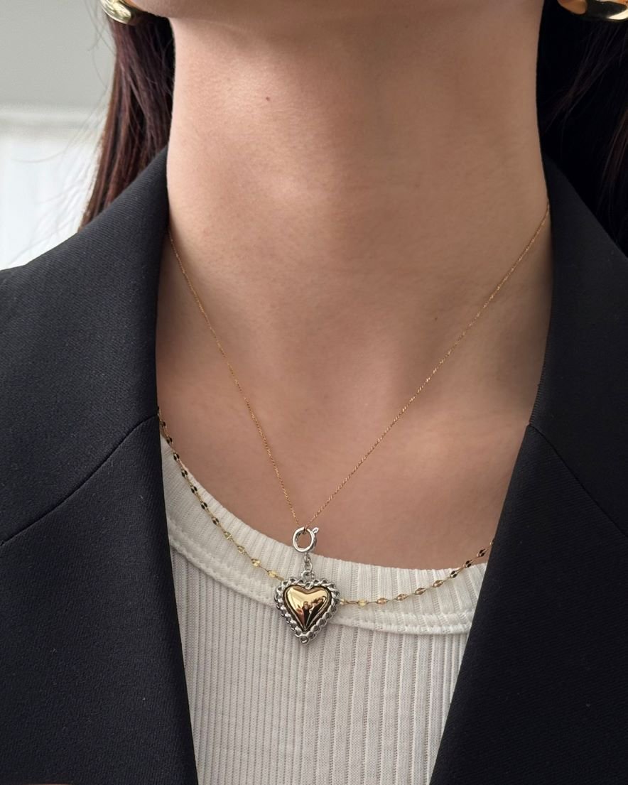 Heart SKIN Simple Chain<br>Necklace14KGF(GD)