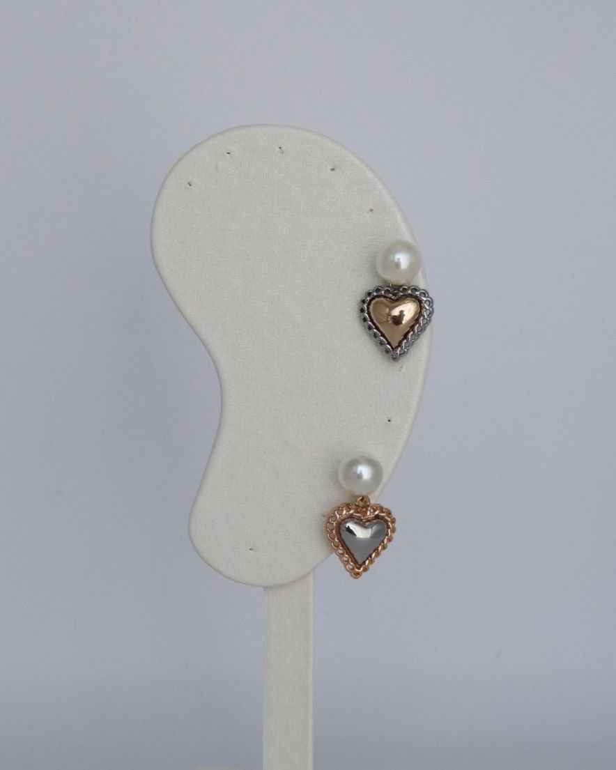 Mix Pearl Pierce Heart set(GD/SV) - LOHME ONLINE STORE