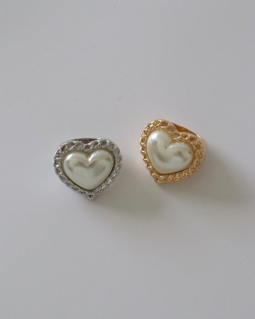 ͽImpact Pearl Heart Chain Ring<br>(GD/SV)