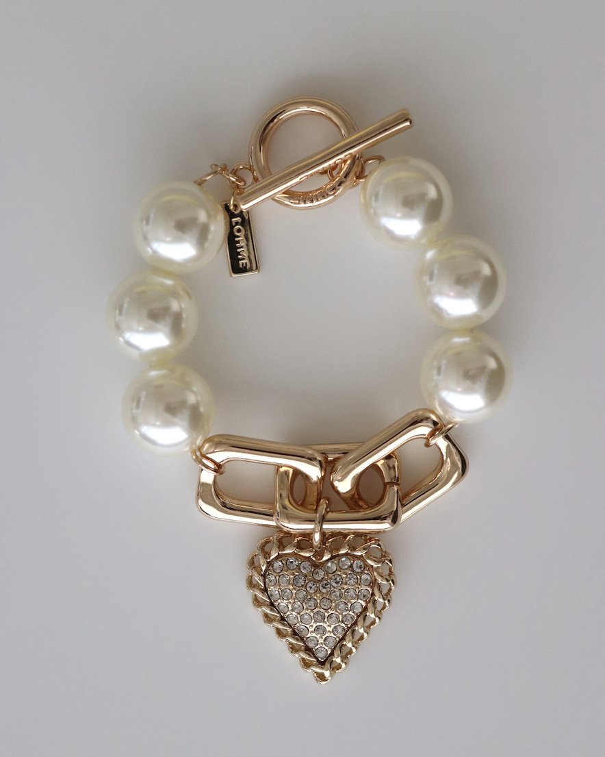 <font color="red">20%OFF</font> Impact Bijoux Heart Chain <br> with Pearl Chain Bracelet(GD/SV)