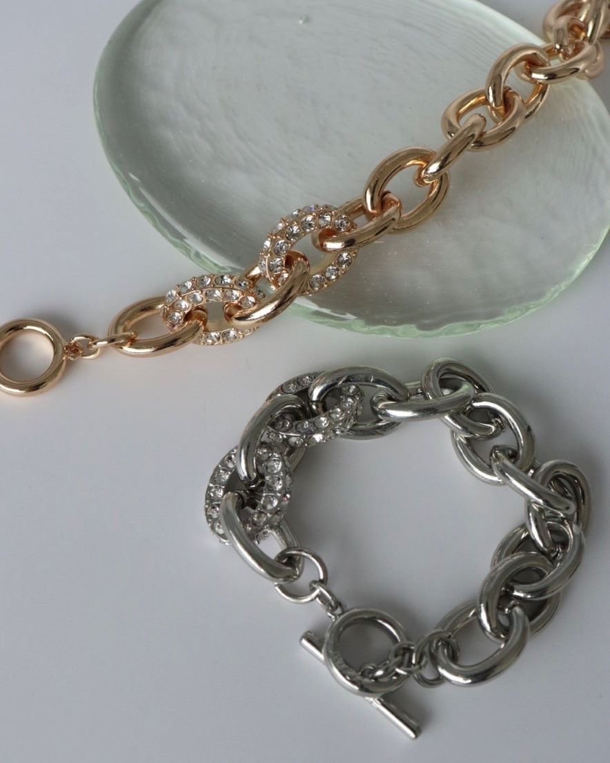Big Circle Bijoux Chain Choker Bracelet<br>(GD/SV)