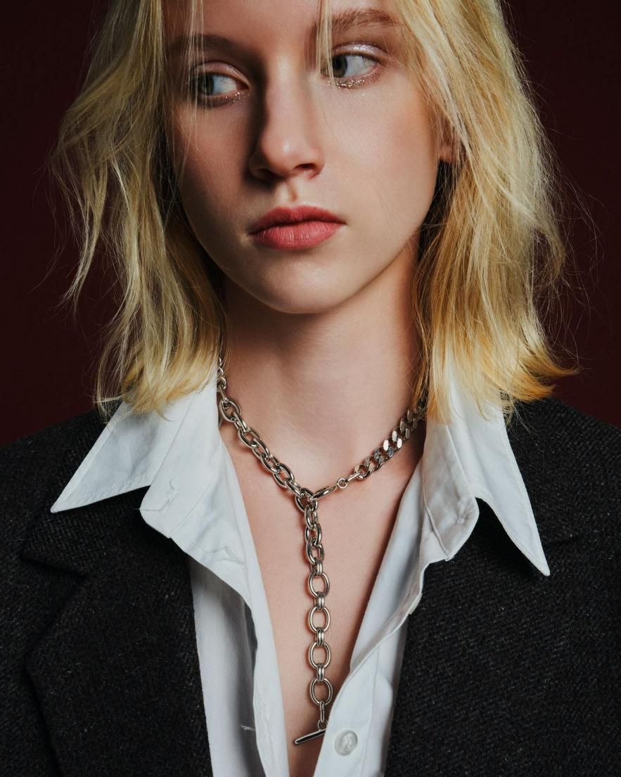 Dual Bold Chain Necklace<br>(GD/SV)