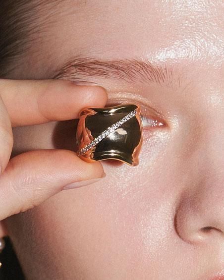 Diagonal Bijoux Sculpt Ring SV925<br>(GD/SV)