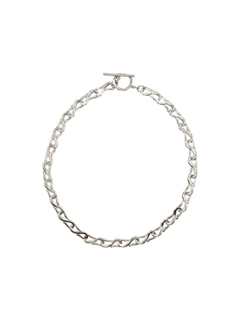 Wavy Line Necklace<br>(GD/SV)