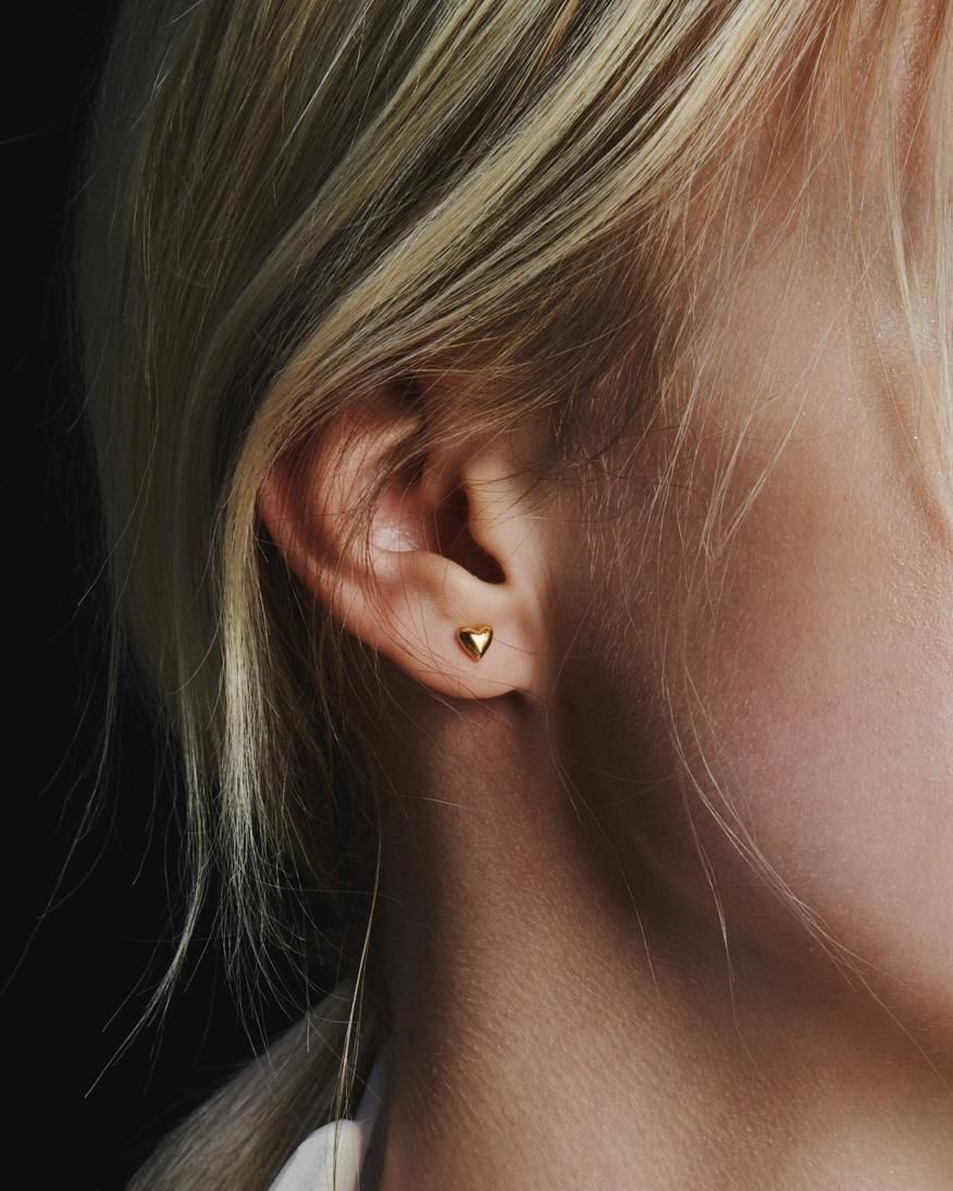 (ͽ)Petite Heart Stud Pierce sv925<br>(GD/SV)