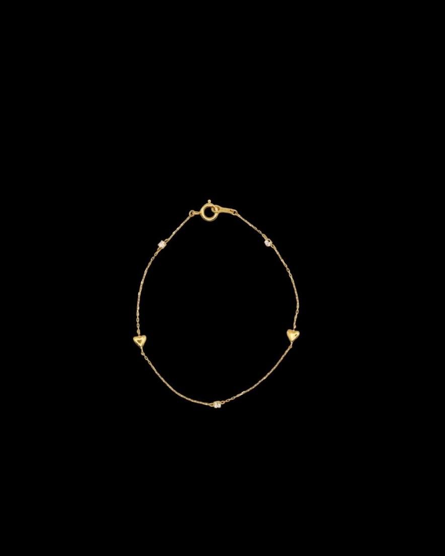 ()Petite Heart Station Bracelet K10<br>(GD/SV)