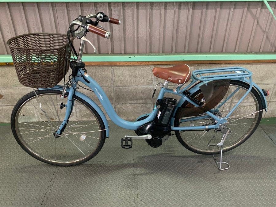 電動自転車 ヤマハ PAS With 26インチ 水色 12.3ah 2017年頃 前後タイヤ新品 №4062 - 国産・中古電動自転車の販売なら  MIZOCOOL（ミゾクール）