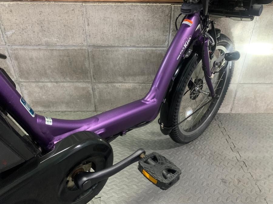 K2395 電動自転車ヤマハ パスキス 子供乗せ 20インチ 送料無料 パープル SOLD OUT】電動自転車 ヤマハ PAS Kiss 20インチ 子供乗せ 紫 大