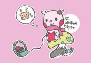 ロクちゃん　ポストカード　バレンタイン
