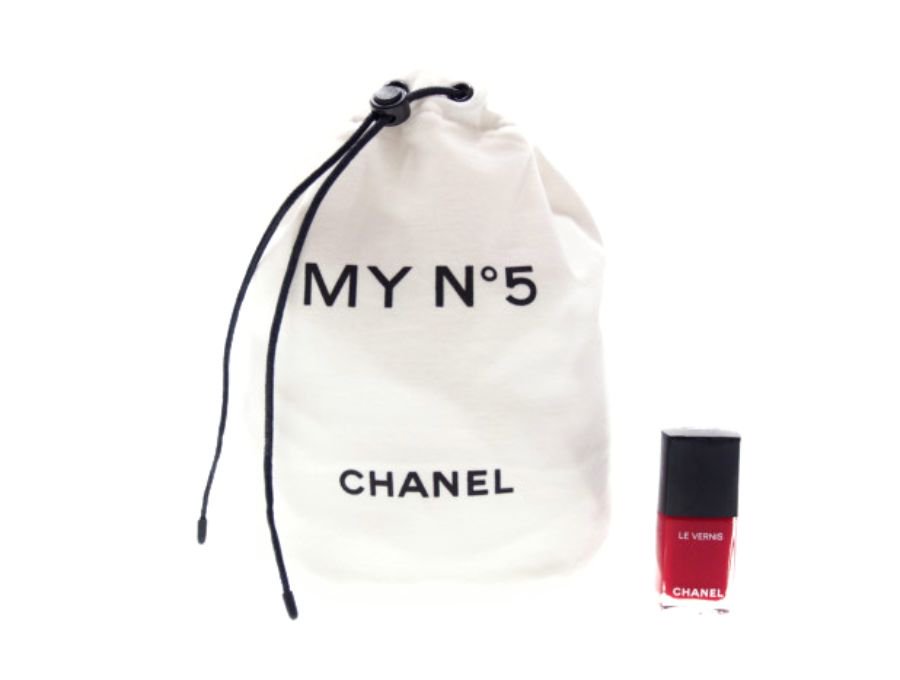 【Used 未使用】シャネル CHANEL ノベルティ 巾着ポーチ 丸底 MY No.5 コットン 2020 PARFUMS ホワイト -  ブランドジャックリスト