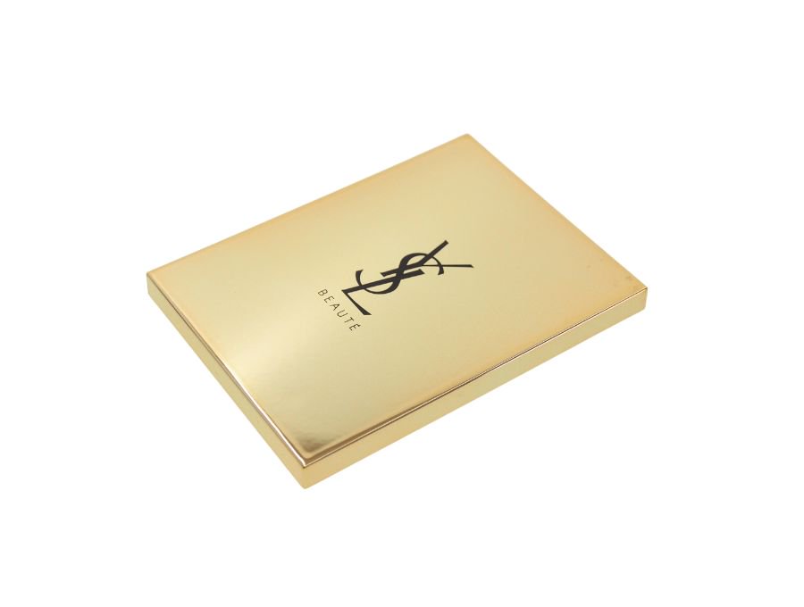 【Used 開封品】イヴ サンローラン YVES SANT LAURENT ノベルティ コンパクトミラー 鏡 YSLロゴ 片面ミラー 金属製 ゴールド  モンドリアンルック ケース BEAUTE - ブランドジャックリスト