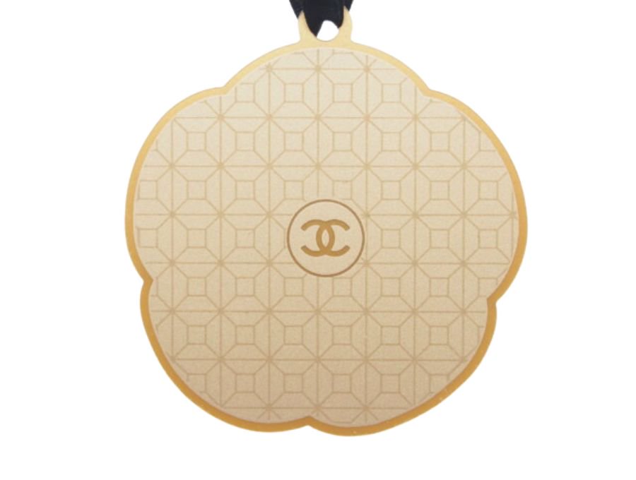 【New 新品】シャネル CHANEL ノベルティ ゴールドチャーム カメリア ココマーク グリッド地紋 金色 ゴールド メッセージカード 封筒  3点セット - ブランドジャックリスト