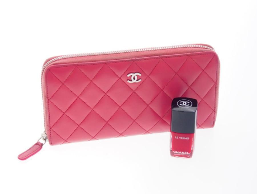 CHANEL 【美品】マトラッセ ロングウォレット ラムスキン ピンク - 長財布