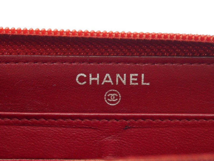 【Used 美品】シャネル CHANEL カメリア 型押し 長財布 ロングウォレット ラウンドファスナー ラムスキン 赤 レッド 2014.11 -  ブランドジャックリスト