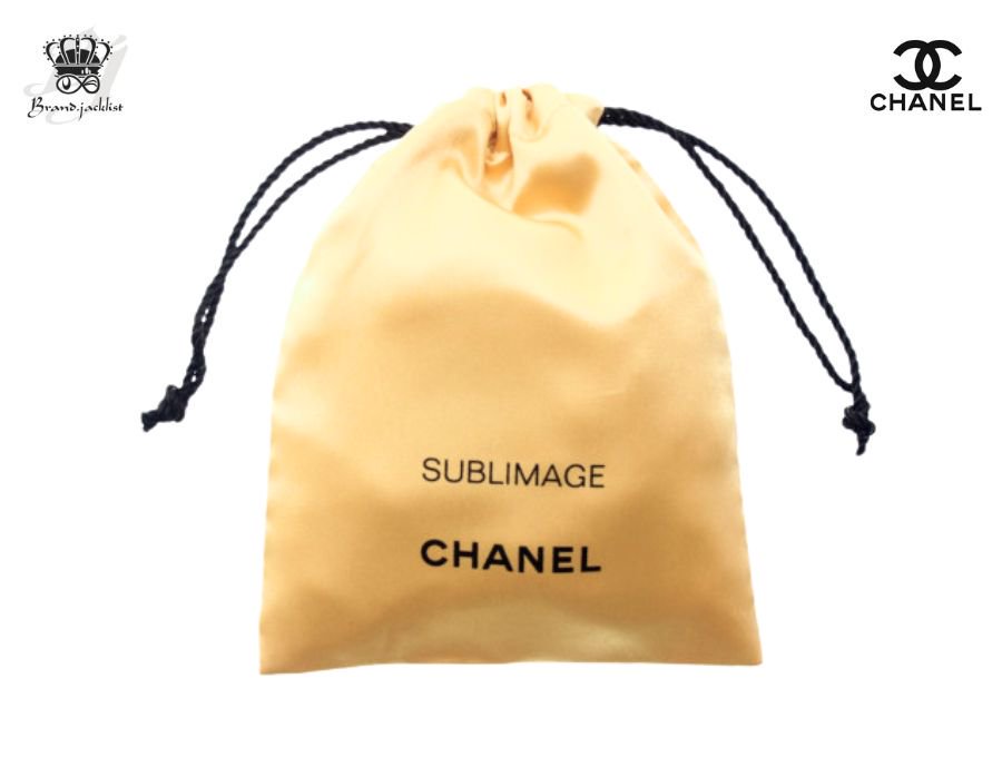 【Used 未使用】シャネル CHANEL ノベルティ 巾着ポーチ 巾着袋 ドローストリング 紐付き小袋 サブリマージュ SUBLIMAGE 金色  ゴールド (H)15cm×(W)11cm - ブランドジャックリスト