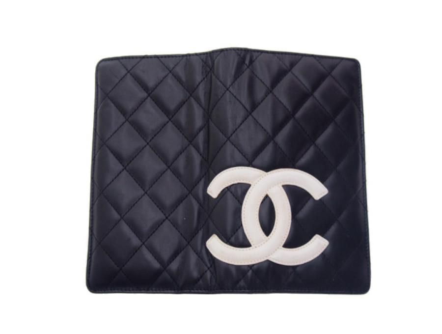 【Used 通常品】シャネル CHANEL 長財布 ロングウォレット 二つ折り カンボンライン マトラッセ ブラック ピンク - ブランドジャックリスト