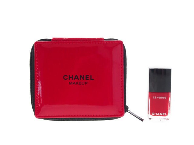 Used 未使用】シャネル CHANEL ノベルティ コスメポーチ MAKEUP スクエア シングルファスナー エナメル レッド -  ブランドジャックリスト