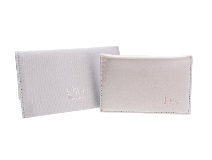 【Used 未使用】クリスチャンディオール Dior ノベルティ ディオールビューティー 携帯用ミラー 鏡 ポケット付き 収納カバー シルバー Beautyの商品画像
