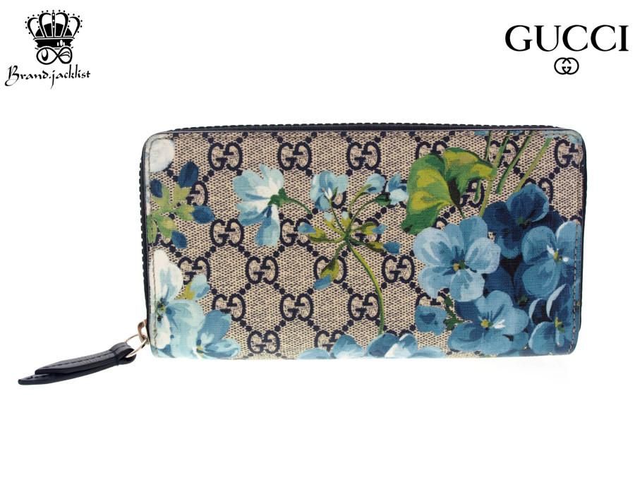 GUCCI グッチ 長財布 スプリーム 花柄 ラウンドファスナー-