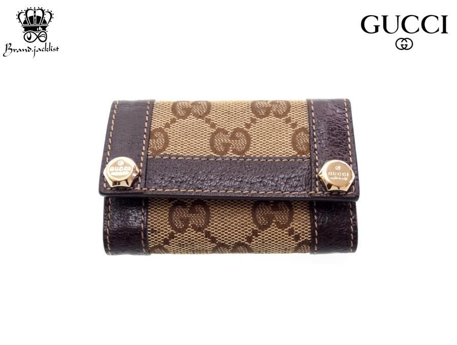 極美品 GUCCI グッチ キーケース 折りたたみ GG柄 キャンバス 黒-