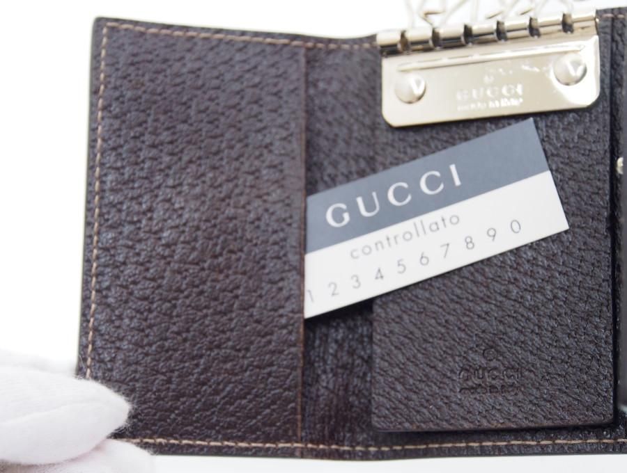 Used 美品】グッチ GUCCI 6連キーケース キーホルダー GGキャンバス GG柄 三つ折り ボタンフック ゴールド金具 ブラウン×ベージュ -  ブランドジャックリスト