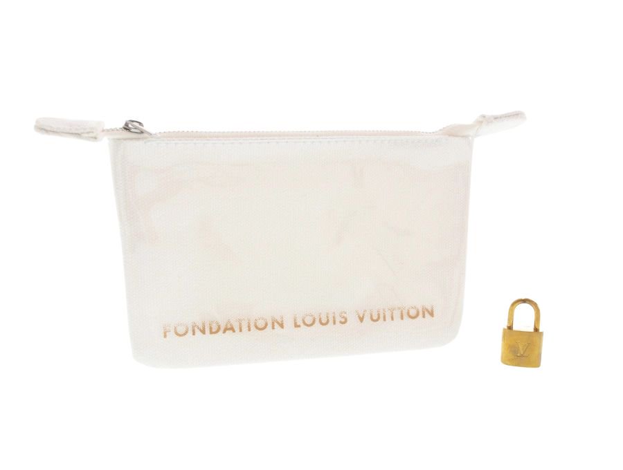 【Used 未使用】ルイヴィトン LOUIS VUITTON コスメポーチ フォンダシオン ルイヴィトン財団美術館限定品 フランス パリ  FONDATION コットン ホワイト - ブランドジャックリスト