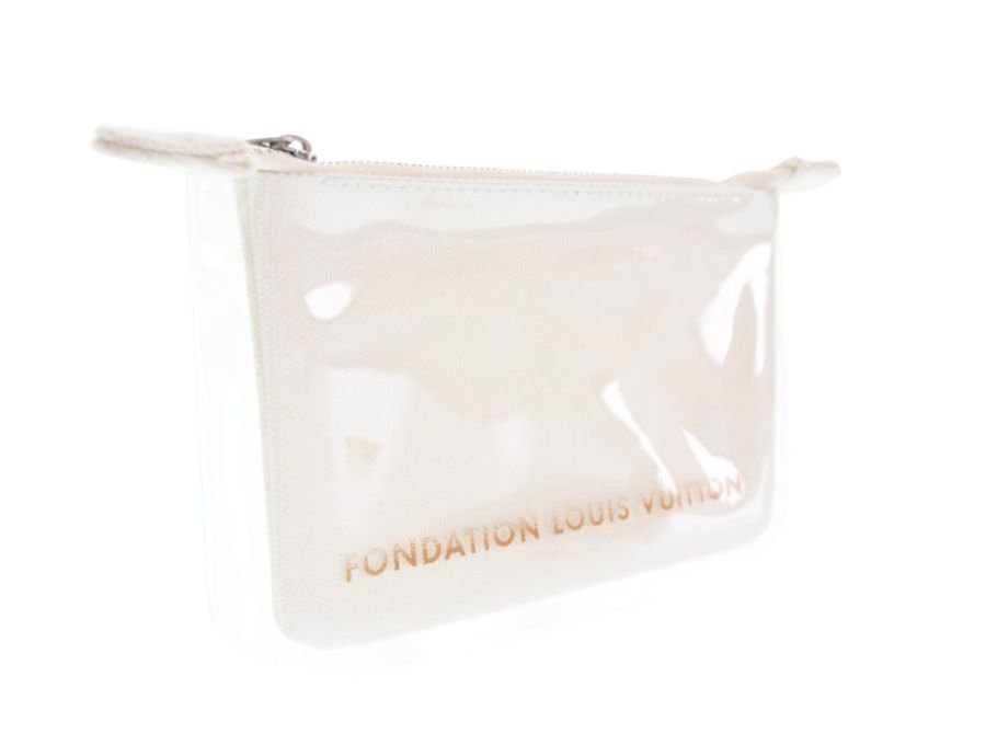 【Used 未使用】ルイヴィトン LOUIS VUITTON コスメポーチ フォンダシオン ルイヴィトン財団美術館限定品 フランス パリ  FONDATION コットン ホワイト - ブランドジャックリスト