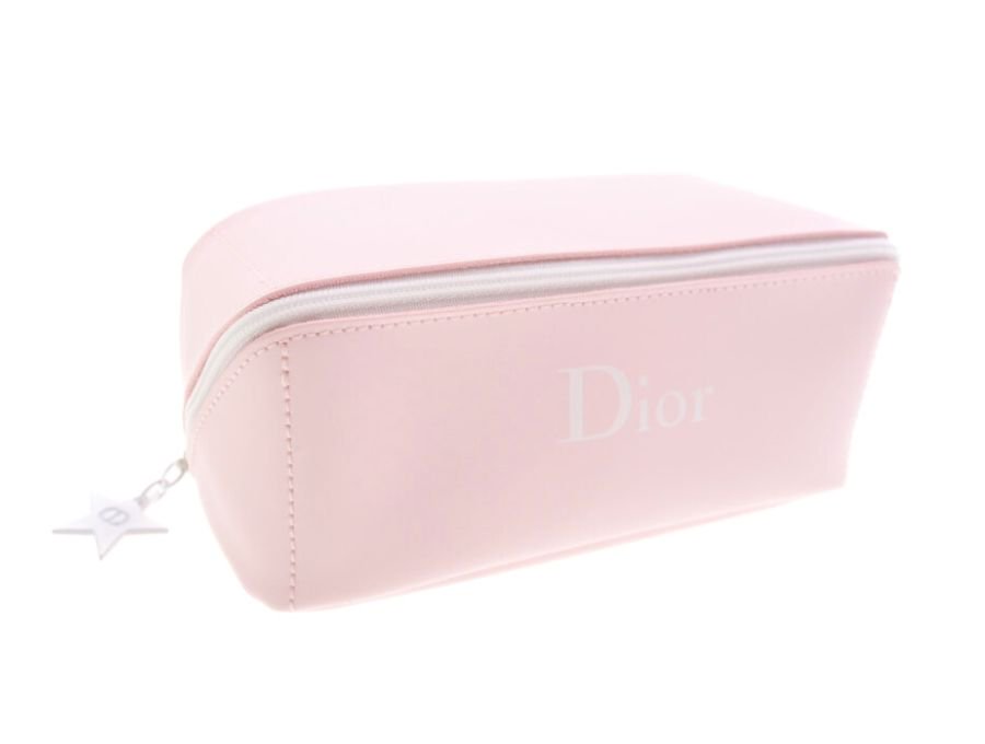 【Used 未使用】クリスチャンディオール Dior ノベルティ 2021 ワイドオープン ポーチ Dior BEAUTE エッセンシャル スターチャーム ソフトピンク ホワイト斜めファスナーの商品画像
