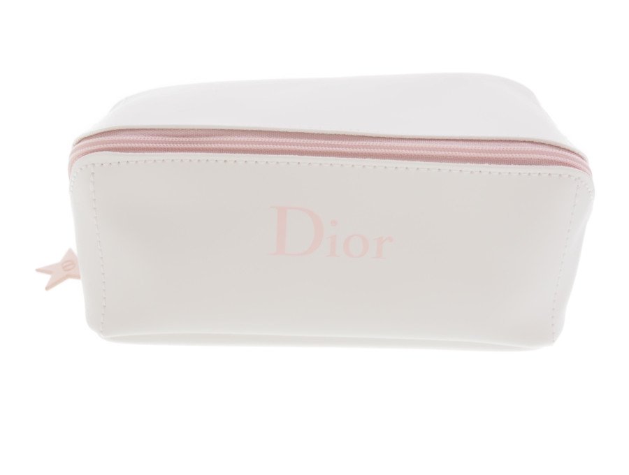 【New 新品】クリスチャンディオール Dior ノベルティ 2021 ワイドオープン ポーチ Dior BEAUTE エッセンシャル スターチャーム ソフトホワイト ピンク斜めファスナーの商品画像