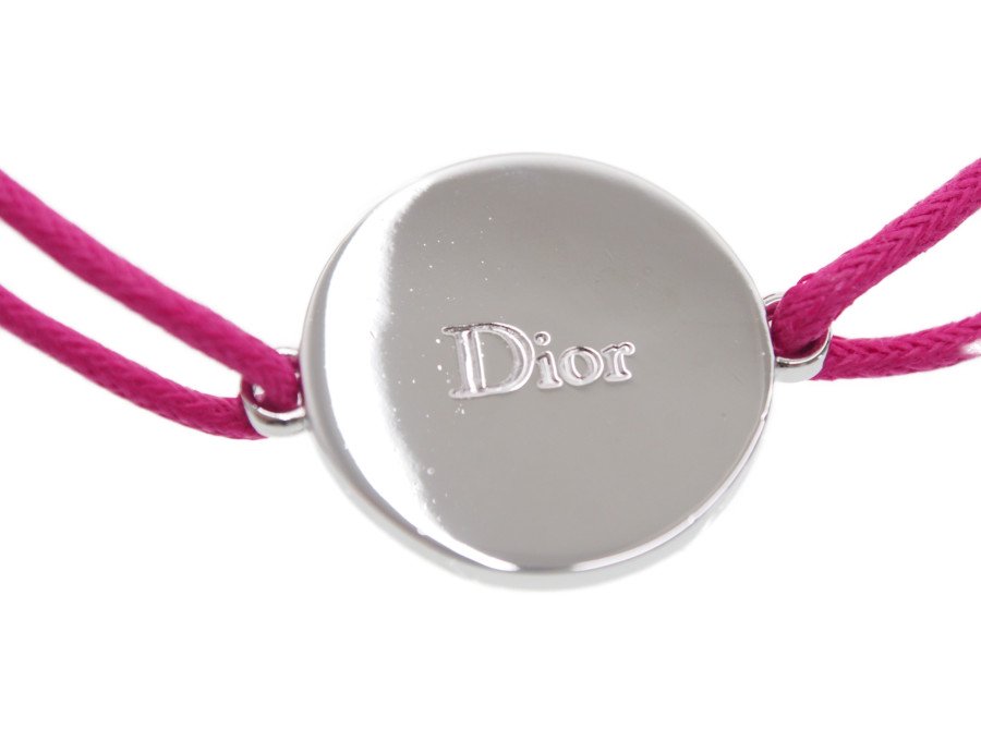 【New 新品】クリスチャンディオール Dior ノベルティ ブレスレット スター CD シルバー金具 ピンクバンド フリーサイズ -  ブランドジャックリスト