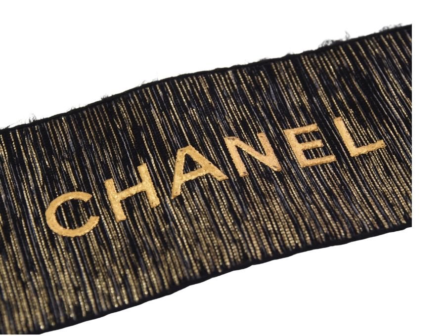 CHANEL シャネル ラッピングリボン 幅約2cm ブラックゴールド