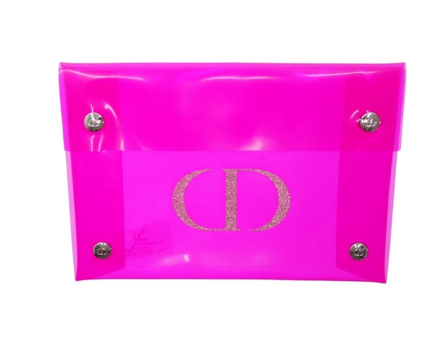 【Used 未使用】クリスチャンディオール Dior ノベルティ フラットポーチ CD 金属ホック クリア ピンク Dior BEAUTEの商品画像