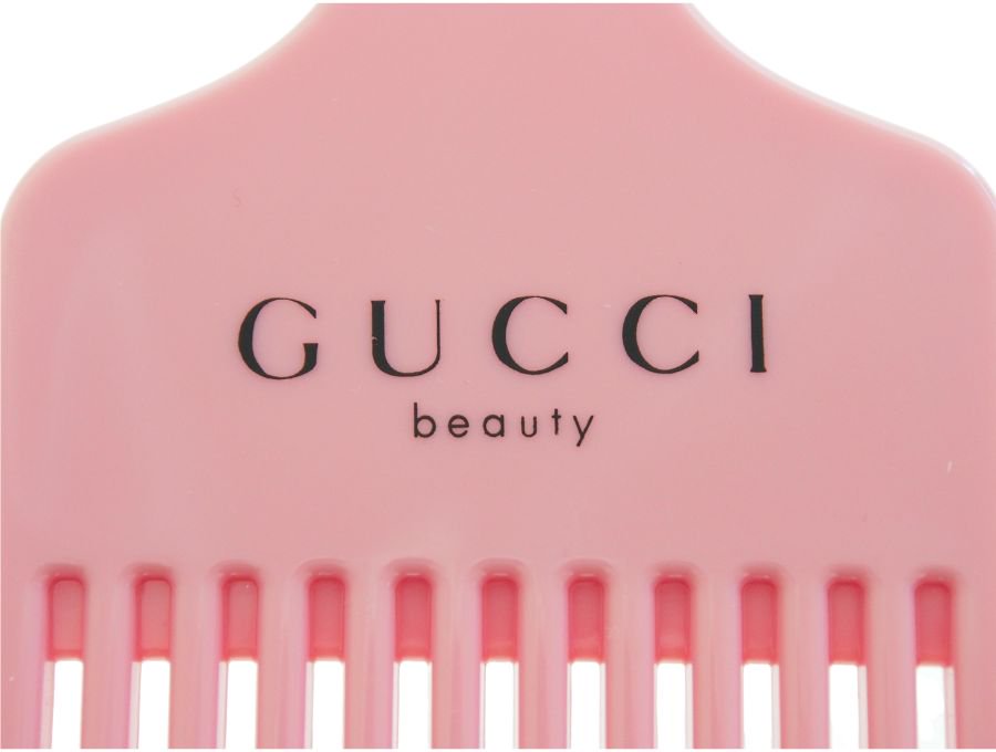 【New 新品】 グッチ GUCCI beauty ノベルティ 櫛 パーマコーム&収納フラットポーチ ボタンフック ポケット花柄裏地 コットン ピンク  ビューティー - ブランドジャックリスト