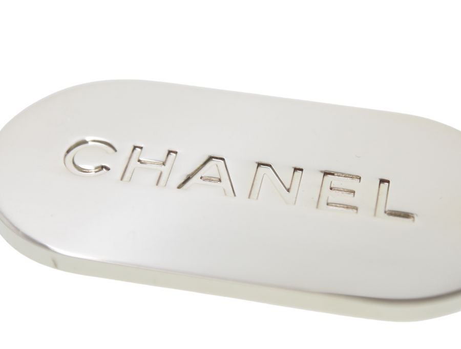 【Used 展示品】 シャネル CHANEL ノベルティ メタルチャーム キーホルダー 2012 クリスマス ブティック限定 オレンジ×ゴールド  ストライプ柄 シルバー ボールチェーン - ブランドジャックリスト