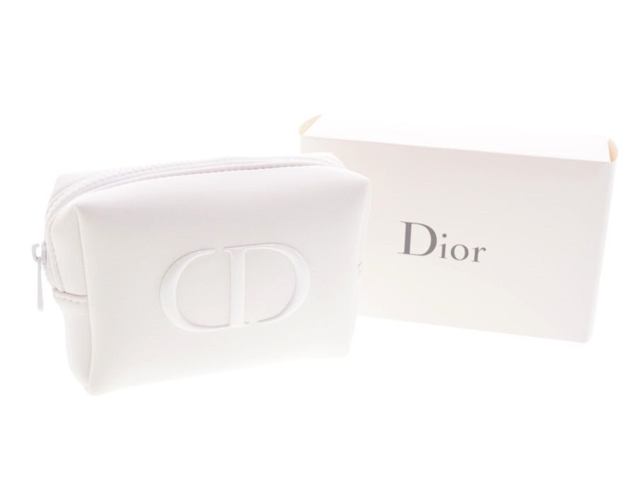 【New 新品】クリスチャンディオール Dior ノベルティ 2021 コスメポーチ Dior BEAUTE ブラッシュポーチ CD ホワイトの商品画像